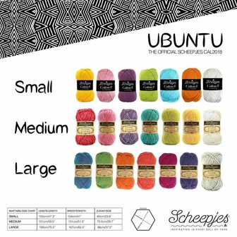 Scheepjes cal 2018 Ubuntu CAL Kit Small Cotton 8 garen pakket + rolcentimeter