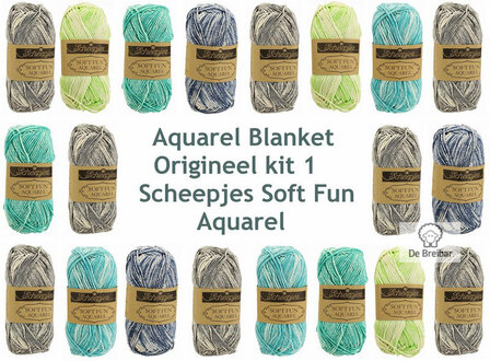 Aquarel blanket kit 1 origineel Scheepjes Soft Fun Aquarel,met gratis haaknaald nr 4