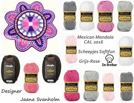 Mexican Mandala pakket Softfun Grijs - rose Scheepjes