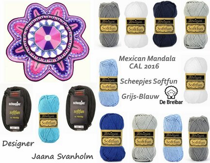 Mexican Mandala pakket Softfun Grijs - Blauw Scheepjes