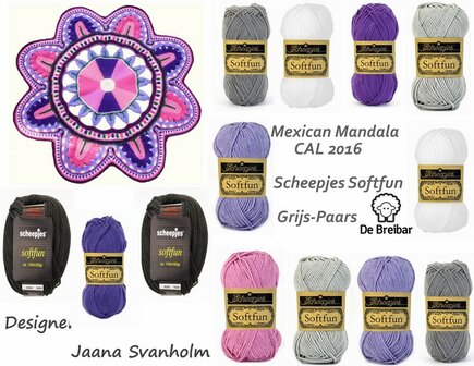 Mexican Mandala pakket Softfun Grijs - Paars Scheepjes