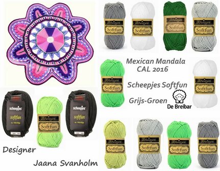 Mexican Mandala pakket Softfun Grijs - Groen Scheepjes