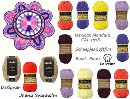 Mexican Mandala pakket Softfun Rood - Paars Scheepjes