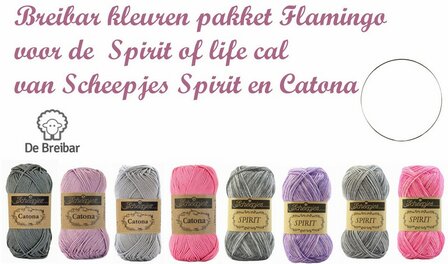 Spirit of life cal Breibar pakket Flamingo Scheepjes Spirit en Catona