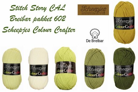 Stitch Story CAL Breibar pakket 602 Scheepjes Colour Crafter incl een Scheepjes label.