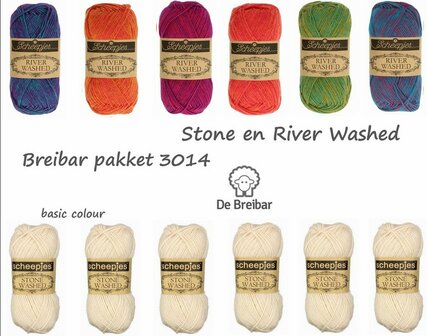 Medium Breibar 3014 Kit Stone Washed basis 801 Moon Stone  en River Washed kleuren als het Large pakket
