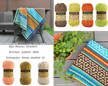 Nya Mosaic Blanket Scheepjes Stone Washed XL Breibar haakpakket 3024