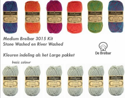Medium Breibar 3015 Kit Stone Washed  en River Washed kleuren als het Large pakket