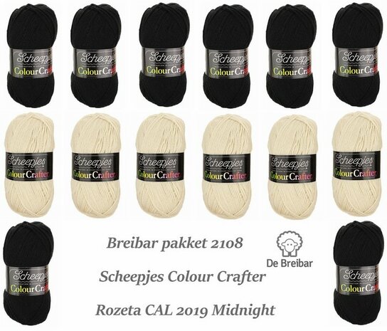 Breibar Pakket 2108 Midnight 7 X Ede 6 X Zandvoort, Scheepjes Colour Crafter voor Rozeta CAL 2019 - direct leverbaar 