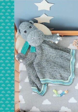 Hilda Hippo Knuffeldeken compleet pakket + gratis patroon Scheepjes YarnThe After Party 55 ,incl vulling en oogjes