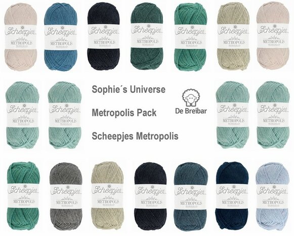 Sophie's Universe Lillabjorn’s Colourway haakpakket Scheepjes Metropolis + canvas tas