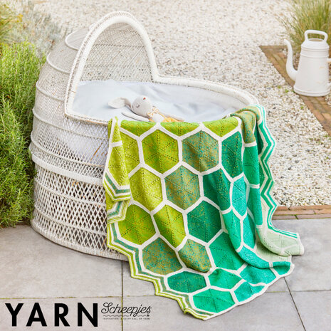 Chlorophyll Blanket - gebreide babydeken van Scheepjes Stone en River Washed - door Lynne Rowe compleet garen pakket