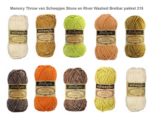 Memory Throw van Scheepjes Stone en River Washed  Breibar pakket 215 + gratis patroon