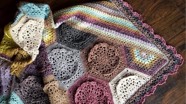 Dutch Rose Blanket Origineel groot model van Scheepjes Stone Washed garen pakket