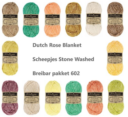 Dutch Rose Blanket Breibar pakket 602 klein model van Scheepjes Stone Washed garen 