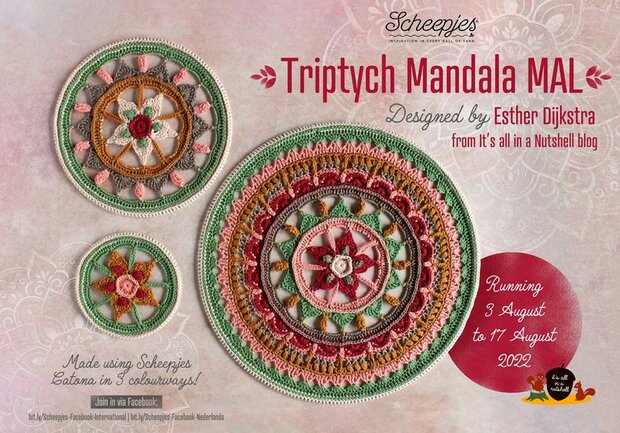 Scheepjes Triptych Mandala MAL - Kleurstelling 1 Forest Fern - compleet pakket met garen en originele ringen 15, 25 en 40 cm