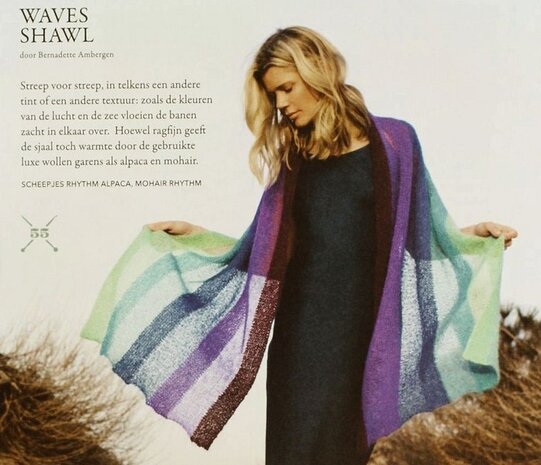 Waves shawl van Scheepjes  Alpaca Rhythm en Mohair Rhythm door Bernadette Ambergen eigen kleurkeuze