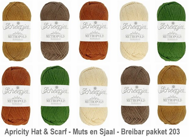 Apricity Hat & Scarf - Muts en Sjaal Breibar pakket 203 van Scheepjes metropolis + gratis patroon 