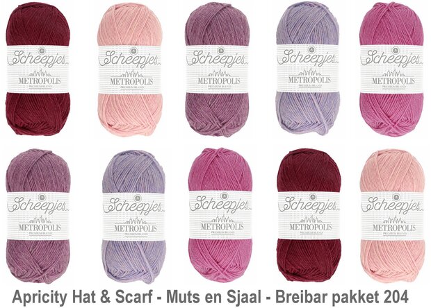 Apricity Hat & Scarf - Muts en Sjaal Breibar pakket 204 van Scheepjes metropolis + gratis patroon 