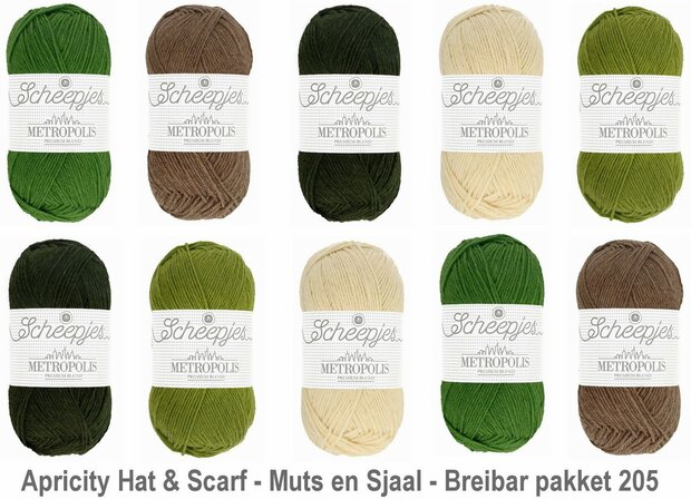 Apricity Hat & Scarf - Muts en Sjaal Breibar pakket 205 van Scheepjes metropolis + gratis patroon 