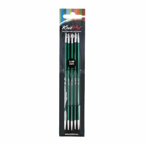 KnitPro Zing Sokkennaalden 15cm 3.00mm set van 5 groen