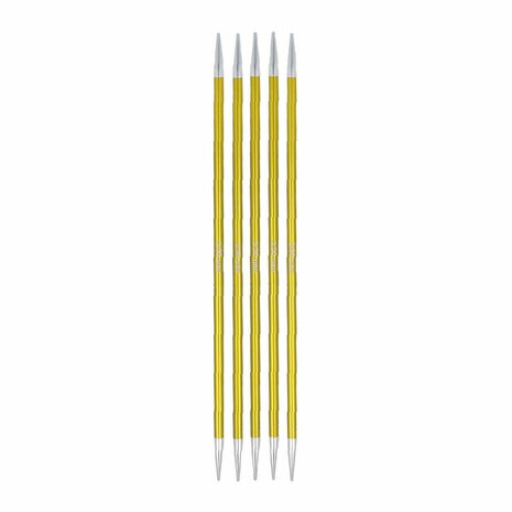 KnitPro Zing Sokkennaalden 15cm 3.50mm set van 5 groen/geel