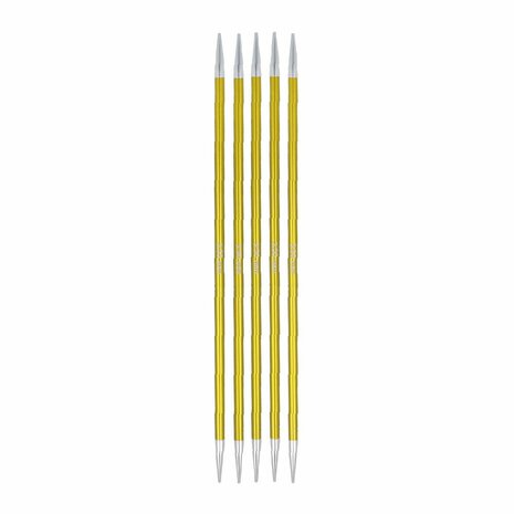 KnitPro Zing Sokkennaalden 15cm 3.50mm set van 5 groen/geel