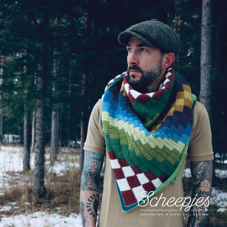 Landscapes Shawl Mal  Jämtland Kleurstelling  van Scheepjes Scrumptious garen pakket.