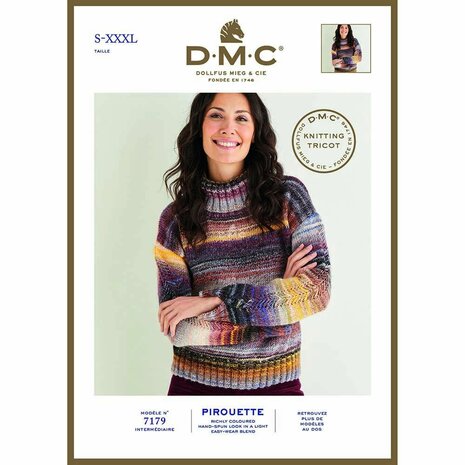 Trui-Sweater-Pull van DMC Pirouette compleet garen pakket met breipatroon