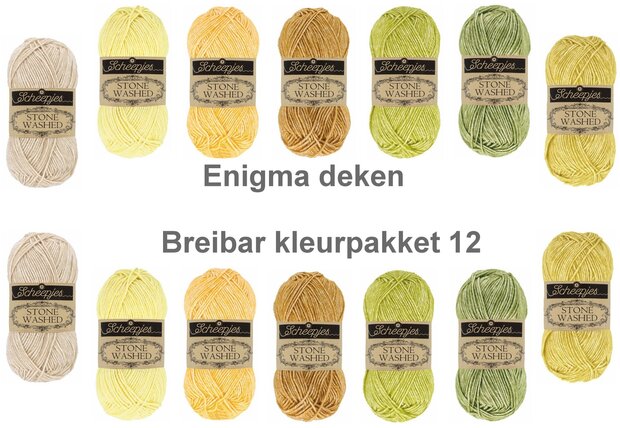 Enigma deken Breibar kleurenpakket 12 van Scheepjes Stone Washed  voor de Crochet Along van Esther Dijkstra