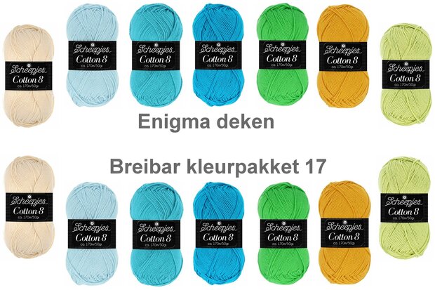 Enigma deken Breibar kleurenpakket 17 van Scheepjes Cotton 8  voor de Crochet Along van Esther Dijkstra