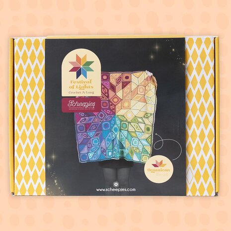 Scheepjes CAL 2024 Festival of Lights blanket - Organicon kit, incl 3 kaarten en een Scheepjes mok.
