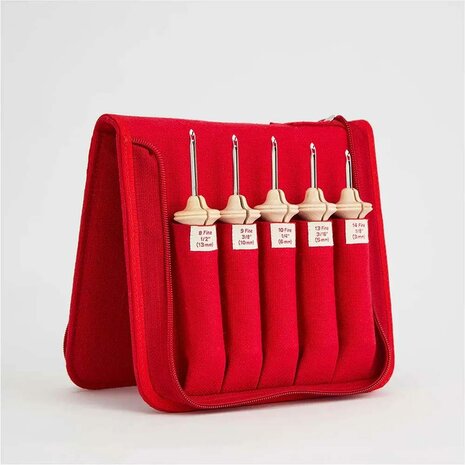 Oxford Punchnaald set van 5 fine Natural Wood punchnaalden maat 8-14 