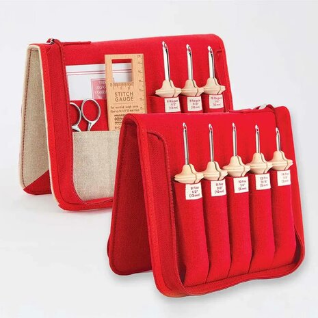 Oxford Punchnaald set vab 5 fine-regular en 3 Natural punchnaalden Wood maat 8-14 
