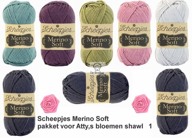Atty,s Merino Soft shawl bloemen sjaal origineel Scheepjes 