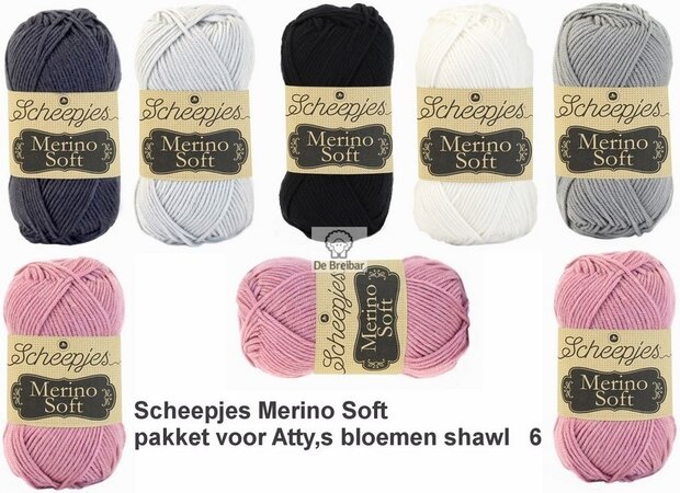 Atty,s bloemenshawl Merino Soft Scheepjes licht violet 6