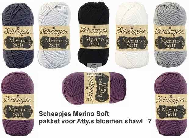 Atty,s bloemenshawl Merino Soft Scheepjes lila paars 7