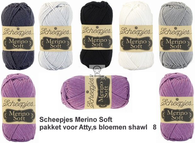 Atty,s bloemenshawl Merino Soft Scheepjes lila 8