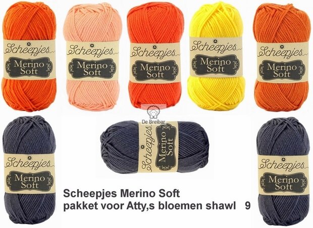 Atty,s bloemenshawl Merino Soft Scheepjes lila 9