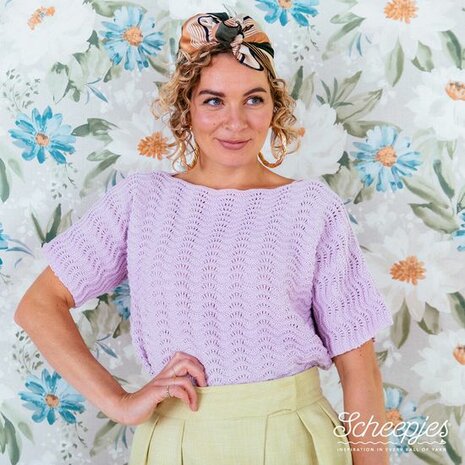 Feather and Fan Tee van Scheepjes Cotton Create garen pakket + gratis patroon