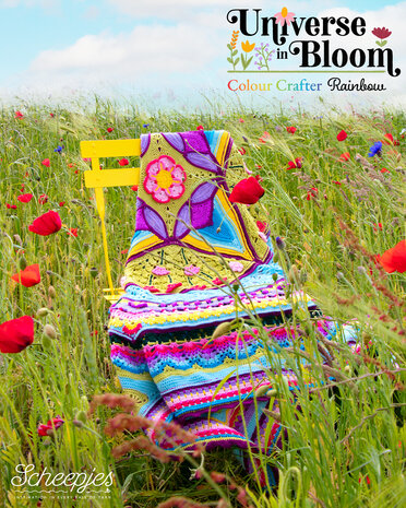 Rainbow kit Colour Crafter Scheepjes CAL2025 Universe in Bloom + rol centimeter en patronenboekjes. optie voor Scheepjes CAL2025 Tote bag