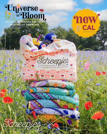 Earth kit Cotton Create Scheepjes CAL2025 Universe in Bloom Gratis met  tote bag met prachtige print en stekenmarkeerders.