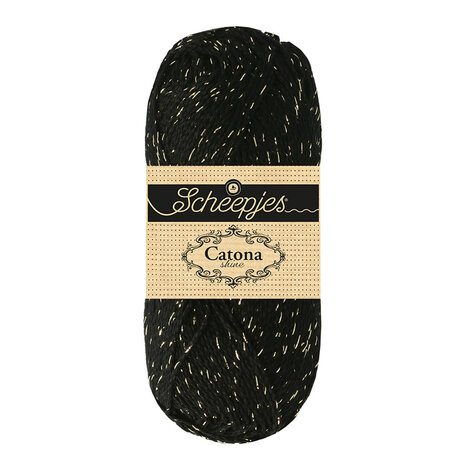 Scheepjes Catona Shine - 110-G Jet Black - Gold