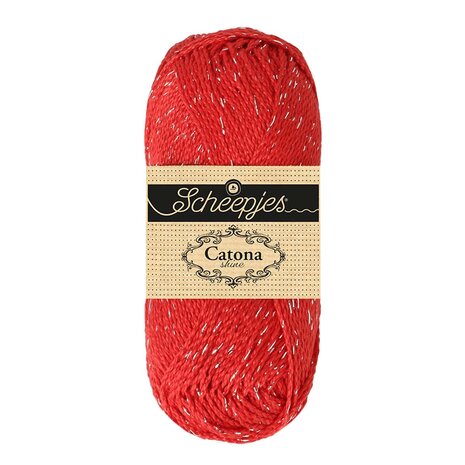Scheepjes Catona Shine - 115-S Hot Red - Silver