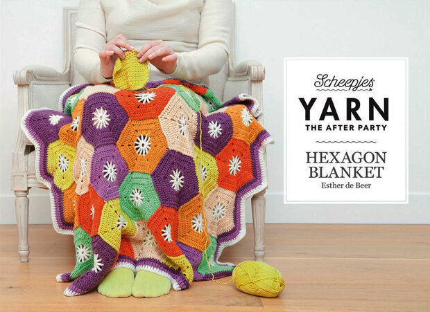 Hexagon Blanket Scheepjes Merino Soft - compleet deken haakpakket inclusief patroon en label en een canvastas  met print