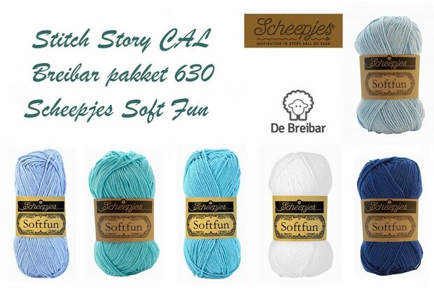 Stitch Story CAL Breibar pakket 630 Scheepjes Softfun incl een Scheepjes label.