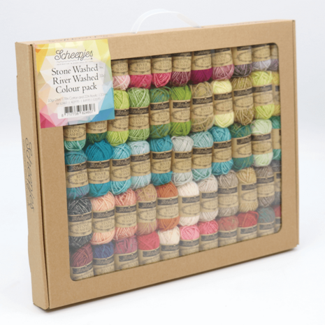 RainBOOM MAL  - Scheepjes Stone Washed en River Washed Colour Pack 58 kleuren 10 gram bolletjes