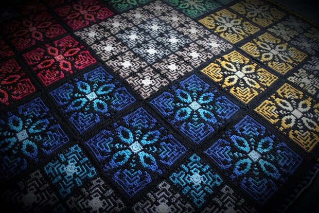 The Tibet Tiles crochet blanket Scheepjes Catona - compleet deken haakpakket