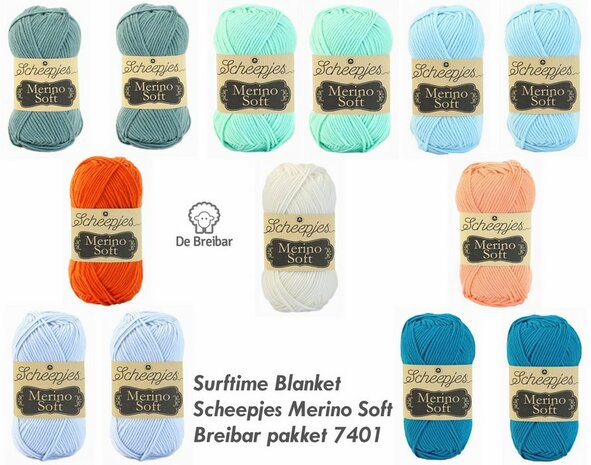 Surftime Blanket van Scheepjes Merino Soft + gratis mooie strandtas
