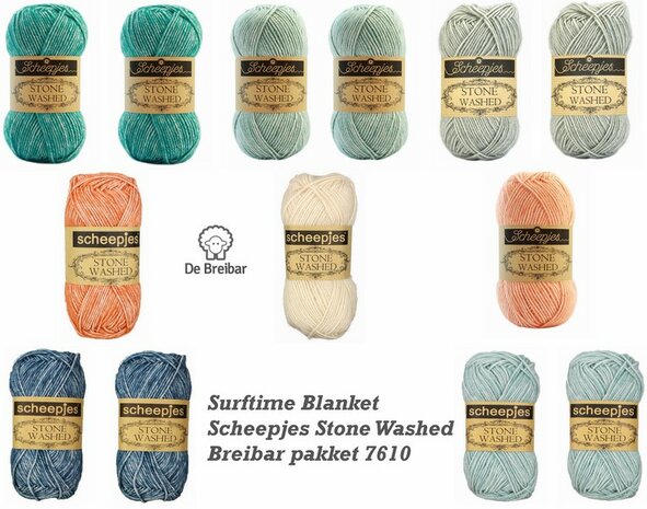 Surftime Blanket van Scheepjes Stone Washed Breibar pakket 7610